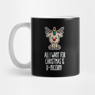 Funny All I want for Christmas is U-nicorn Unicorn Gift Mug